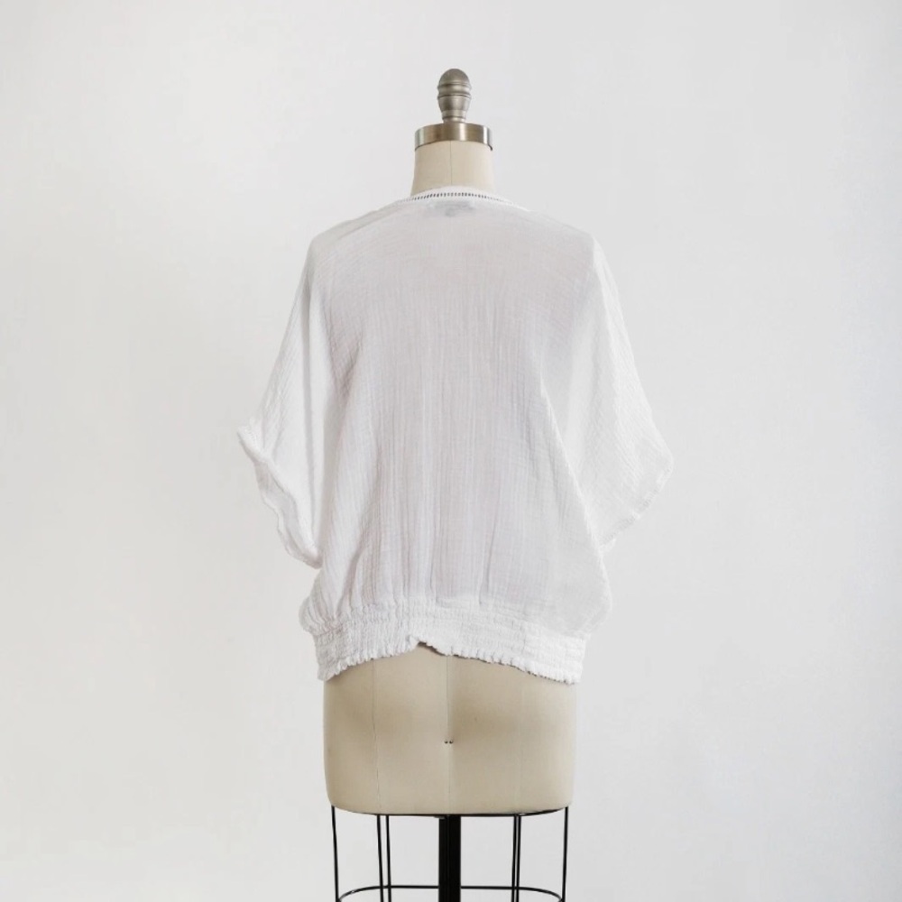 Michael Stars Los Angles USA white cotton gauze crochet blouse Sz. M - Picture 8 of 8